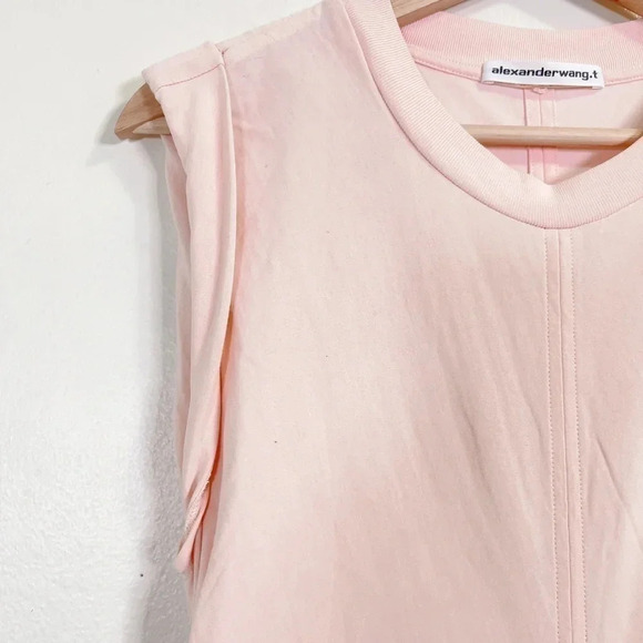 T BY ALEXANDER WANG Pink Ruched Round Neck Dress - Picture 8 of 15